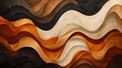 An elegant, minimalist image of mature floating auroras in chestnut brown, burnt sienna, and soft cream. Abstract background pattern with emphasis on negative space.