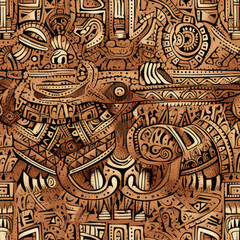 indian tribal illustration,hand draw,intricate detailed,seamless pattern