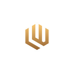 LW monogram logo in hexagon shape - black and white