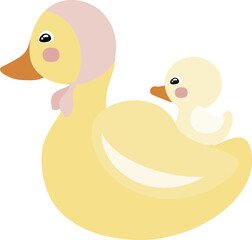 Mama pata nadando con patito