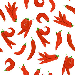 Seamless pattern of red Mexican peppers