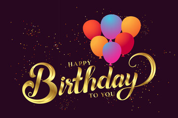 Fototapeta na wymiar Beautiful happy birthday card with colorful balloons vector illustration.
