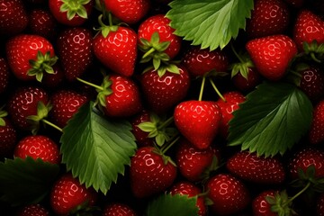 Vibrant Strawberry background. Summer ripe color. Generate Ai