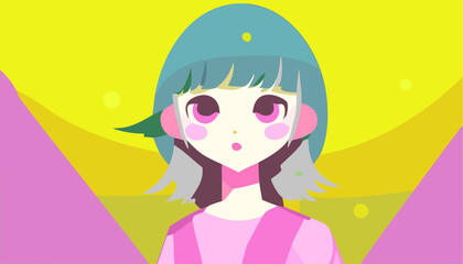 Portrait of girl  kawaii style