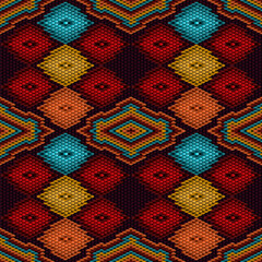   Pattern seamless, ornament,  tracery, mosaic ethnic, folk, national, geometric  for fabric, interior, ceramic, furniture in the Latin American style.