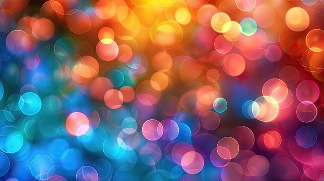Abstract colorful bokeh lights with a soft, blurred background, soft tones, fine details, high resolution, high detail, 32K Ultra HD, copyspace