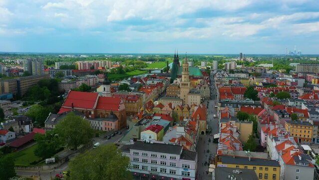 Panorama Main Square Opole Rynek Ratusz Aerial View Poland