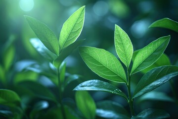 Obraz premium Detailed close-up of a vibrant green leafy plant in full focus