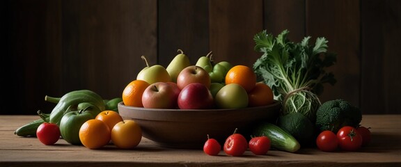 "Colorful produce display, abundance of nature, fresh fruits and vegetables, health-conscious choices, nutritious eating habits." Health and wellness concept.ar 2:39:1.
