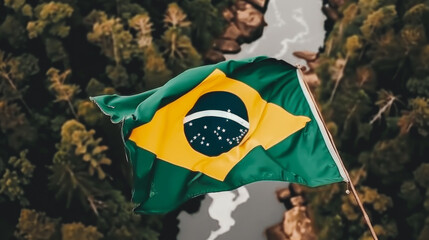brazil flag flying in the air - 780013212