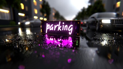 a neon sign in the rain - 780014241