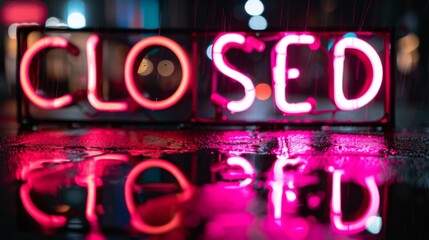 a closed sign in the rain
