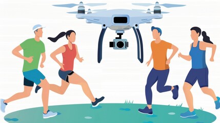 people running with a drone - 780015050