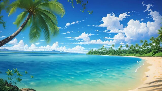 Beach background with palm trees