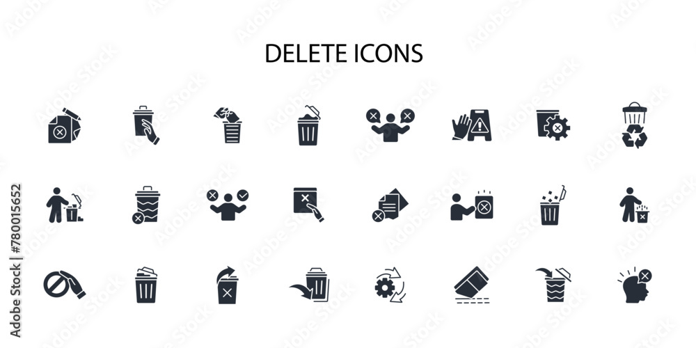 Poster delete icon set.vector.editable stroke.linear style sign for use web design,logo.symbol illustration