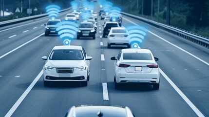 cars on the highway with wifi connected devices - 780015604