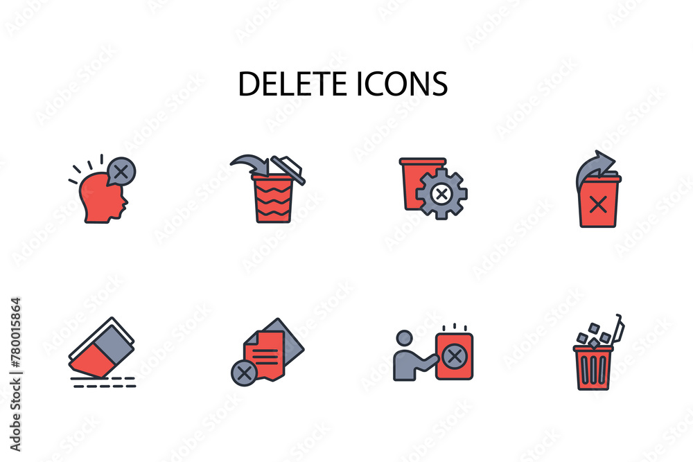 Poster delete icon set.vector.editable stroke.linear style sign for use web design,logo.symbol illustration