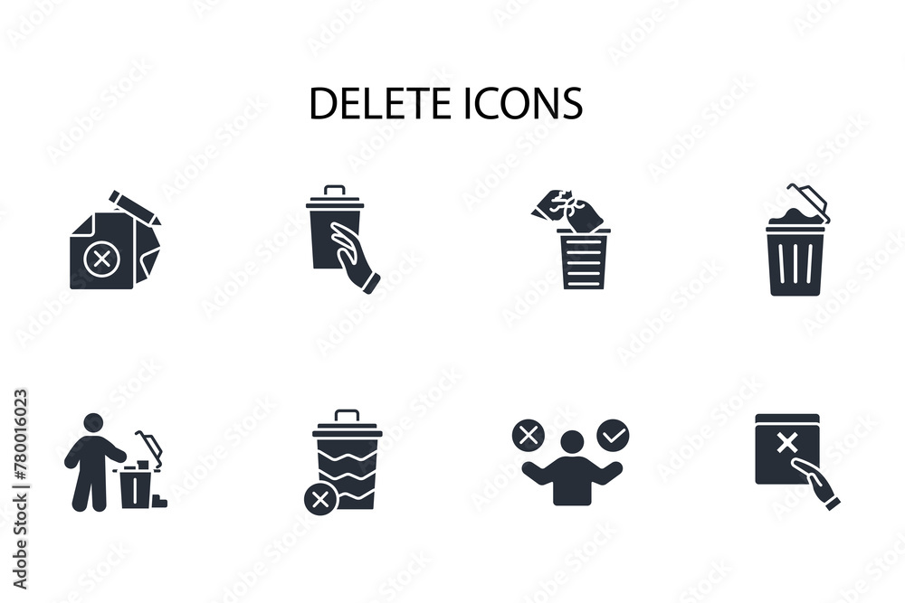 Poster delete icon set.vector.editable stroke.linear style sign for use web design,logo.symbol illustration
