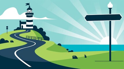 a road leading to a lighthouse - 780016094