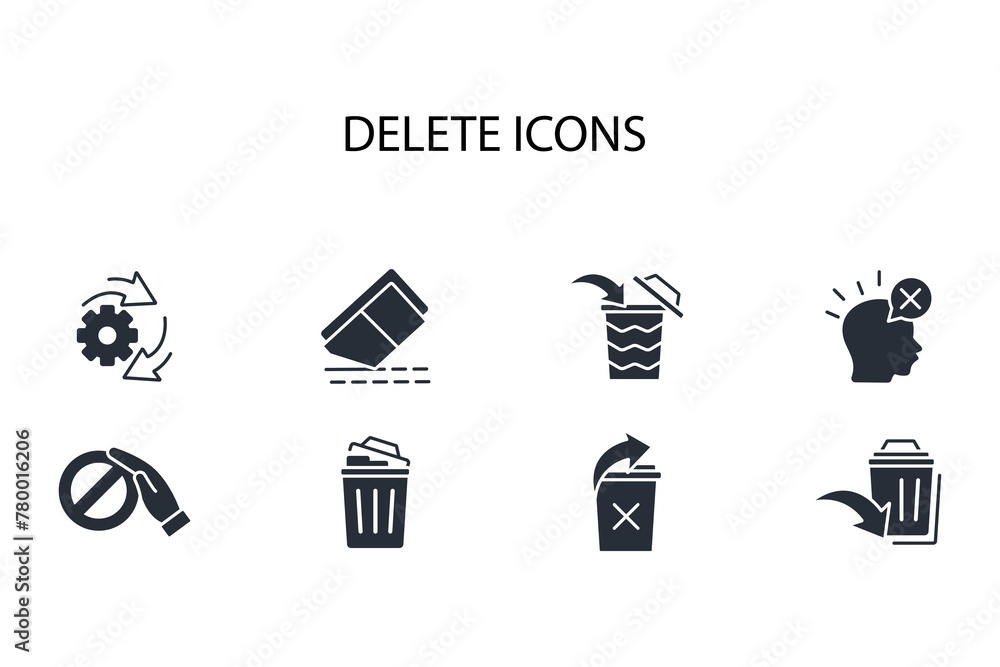 Poster delete icon set.vector.editable stroke.linear style sign for use web design,logo.symbol illustration