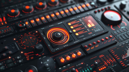 mixing console, control panel, user interface elements