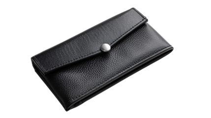 black leather long woman wallet/purse isolated on white background