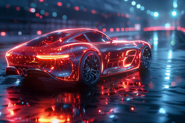 sports car on the street at night