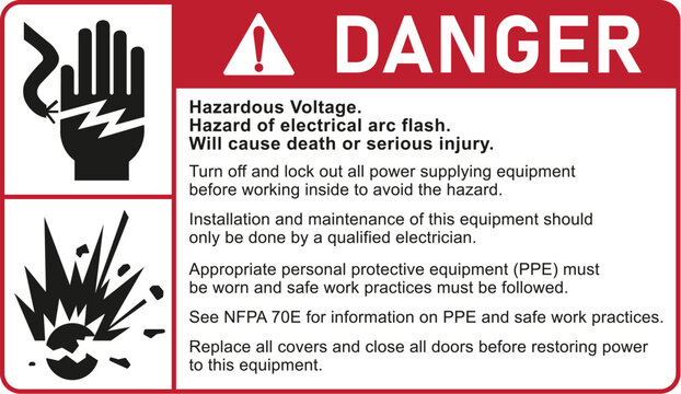 Danger High-Voltage Label Hazardous-Voltage arc flash