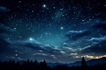 Obraz na płótnie Canvas Majestic Night Sky Over Silhouetted Mountains