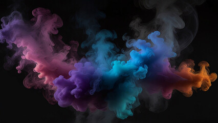 Colorful Smoke Plumes Interweaving Against a Dark Backdrop - obrazy, fototapety, plakaty