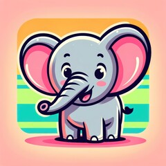 Fototapeta premium Cheerful cartoon elephant with a big smile