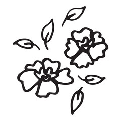 vector doodle illustration of flowers and leaves