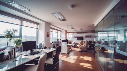 Defocused office background, modern office interior background 