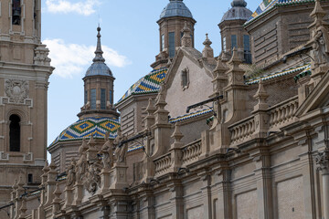 Fototapeta na wymiar Baroque Facade of Basilica del Pilar, Zaragoza - Spanish Religious Icon
