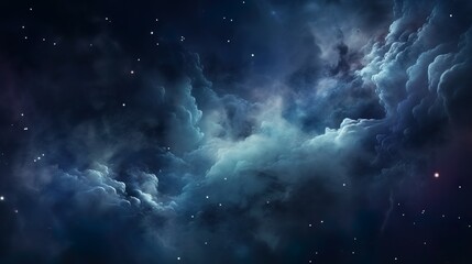 Captivating image of tranquil blue nebulae against a backdrop of distant stars depicting peaceful...