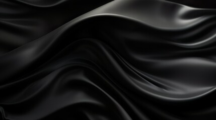 Fototapeta premium A visually captivating image of flowing black satin material with dynamic light effects that highlight its smooth texture