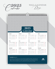 Professional and Corporate calendar design template 2025 Week Starts Sunday, wall calendar, cover template vector, advertisement creative.
