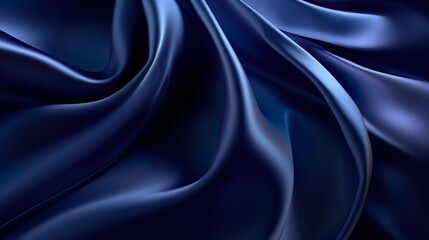 Fototapeta premium An abstract image featuring smooth waves of blue satin, giving the impression of calmness and a gentle silky touch