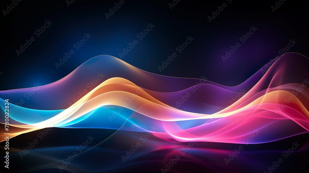 Canvas Prints mesmerizing neon waves ripple through the darkness, accented by subtle stars, creating a sense of co