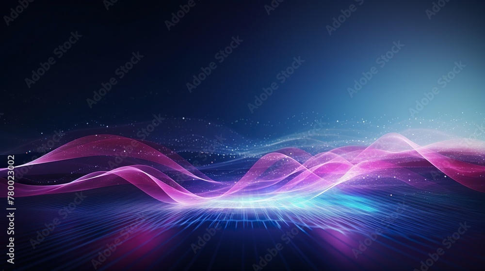 Canvas Prints mesmerizing waves of neon light paired with sparkling particles to evoke a sense of digital magic an