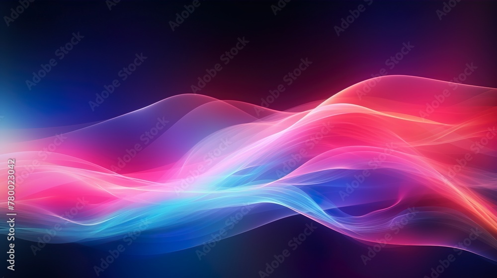 Canvas Prints the image captures the fluid motion of vibrant, undulating waves in neon colors, emanating a soft, c