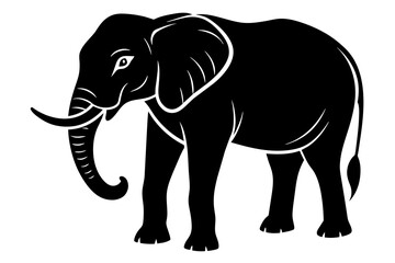 elephant silhouette vector art illustration
