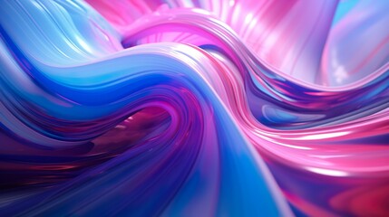 This striking image features dynamic curves and gradients in a blend of blue and pink tones, evoking a sense of flowing movement