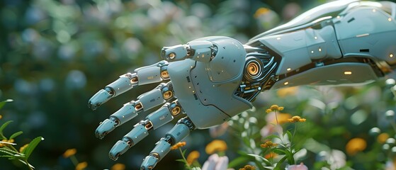 AI Assistance in Bloom: Chatbot Support Meets Nature.. Concept AI in Agriculture, Chatbot for Farmers, Automated Farming Support, Technology in Horticulture