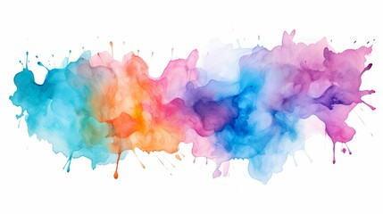 Abstract and colorful watercolor splash representing a burst of creativity on a clean white background - obrazy, fototapety, plakaty