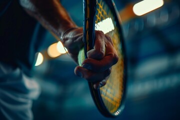 Sporting duo Tennis ball and racket the perfect equipment for a game. Beautiful simple AI generated image in 4K, unique. - obrazy, fototapety, plakaty