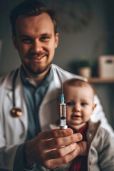 Fototapeta na wymiar the doctor vaccinates the baby