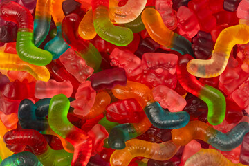 Assorted colorful gummy candies. Jelly  sweets.