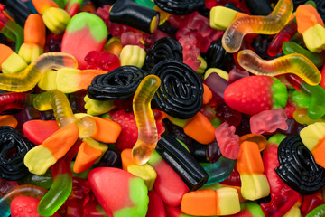 Assorted colorful gummy candies. Jelly  sweets.