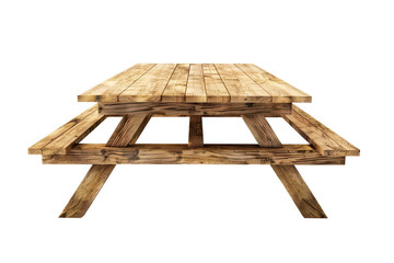 Wooden picnic table isolated on Transparent